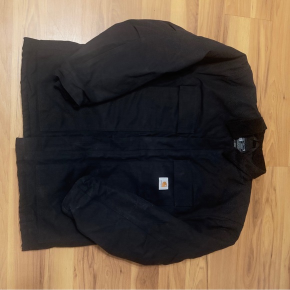 Carhartt Men's Duck Canvas Jacket Black Sz Large Loose Fit